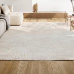 JONATHAN Y SCN100B-5 Skagen High-Low Minimalist Curve Geometric Indoor/Outdoor Area Rug, Modern, Contemporary, Geometric, Bohemian, Bedroom, Kitchen, Living Room, Non Shedding, Ivory/Cream, 5' x 8'