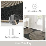 Lahome Modern Rainbow Easy Jute Carpet, Washable 5x7 Area Rugs for Living Room Patio Black Farmhouse Indoor Outdoor Rugs, Contemporary Natural Non Slip Floor Carpet for Office RV Backyard