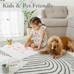 Lahome Abstract Washable Area Rug, 5x7 Rug for Bedroom Non-Slip Soft Living Room Rug, Ultra-Thin Modern Black and White Rug Throw Large Carpet for Dining Room (5'x7',Black)