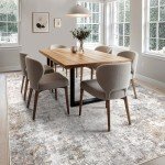 UERMEI 5x7 Area Rug Living Room Rugs - Washable Neutral Modern Abstract Soft Thin Large Rug Indoor Floor No Slip Rug Carpet for Bedroom Under Dining Table Home Office Decor - Brown Grey
