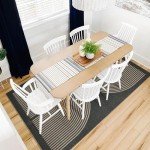 Lahome Modern Rainbow Easy Jute Carpet, Washable 5x7 Area Rugs for Living Room Patio Black Farmhouse Indoor Outdoor Rugs, Contemporary Natural Non Slip Floor Carpet for Office RV Backyard