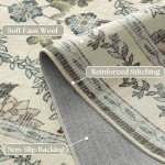 Green Floral Living Room Rug 5x8 Olive Green and Beige Area Rug Washable Bedroom, Low-Pile Soft Dining Room Farmhouse Boho Cottage Aesthetic Vintage Floor Covering Print Playroom Carpet