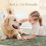 Wonnitar Washable 5x7 Area Rugs, Green Floral Rugs for Bedroom, Non-Shedding Living Room Throw Rug, Botanical Dining Room Floor Carpet for Bedside Kids Girls Bedroom (Green,5'x7')