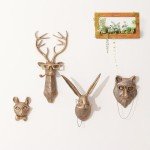 Joogour Head Wall Mount Decor,Resin Animal Sculptures，Art Deco Wall Hanging Decoration for Living Room Bedroom Officeroom Gift (Set of 5)