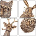 Joogour Head Wall Mount Decor,Resin Animal Sculptures，Art Deco Wall Hanging Decoration for Living Room Bedroom Officeroom Gift (Set of 5)