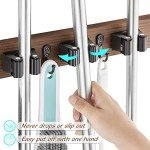 OUTNILI Mop and Broom Holder Wall Mount - Rustic Wood Broom Mop Hanger - Wall Mounted Garden Tool Rack Organizer for Closet Garage Laundry Room Kitchen Decor With 4 Slots & 4 Hooks