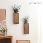 GRID FORTE Wood Wall Planter Set of 2, Wood Wall Pocket for Greenery and Dried Flowers, Indoor Wood Hanging Vase, Modern Farmhouse Wall Decor for Eucalyptus Stems Decorations (Walnut)