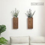 GRID FORTE Wood Wall Planter Set of 2, Wood Wall Pocket for Greenery and Dried Flowers, Indoor Wood Hanging Vase, Modern Farmhouse Wall Decor for Eucalyptus Stems Decorations (Walnut)