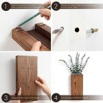 GRID FORTE Wood Wall Planter Set of 2, Wood Wall Pocket for Greenery and Dried Flowers, Indoor Wood Hanging Vase, Modern Farmhouse Wall Decor for Eucalyptus Stems Decorations (Walnut)