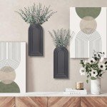 Dnnnii 2 Pack Wooden Wall Vase Set - Black Finish Modern Farmhouse & Boho Wall Decor for Entryway, Hallway, Bathroom, Living Room, Dining Room, Narrow Spaces