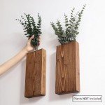 GRID FORTE Wood Wall Planter Set of 2, Wood Wall Pocket for Greenery and Dried Flowers, Indoor Wood Hanging Vase, Modern Farmhouse Wall Decor for Eucalyptus Stems Decorations (Walnut)