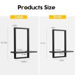 PHOENANCEE Square Floating Shelves Black,Framed Hanging Shelf for Wall Set of 2,Decorative Modern Chic Plants Decor for Living Room Bedroom Bathroom Home Office,Soild Wood,L+S