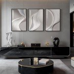 Cuspin Large Framed Modern Minimalist Abstract Wall Art, Silver Gray, 36" H x 72" W, 3 Count, Living Room, Wall Art