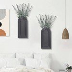 Dnnnii 2 Pack Wooden Wall Vase Set - Black Finish Modern Farmhouse & Boho Wall Decor for Entryway, Hallway, Bathroom, Living Room, Dining Room, Narrow Spaces