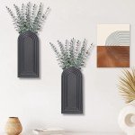 Dnnnii 2 Pack Wooden Wall Vase Set - Black Finish Modern Farmhouse & Boho Wall Decor for Entryway, Hallway, Bathroom, Living Room, Dining Room, Narrow Spaces
