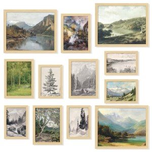 97 Decor Vintage Wall Decor - Rustic Wall Art, Rustic Gallery Wall Print, Vintage Art Prints, French Country Nature Landscape Painting, Moody Vintage Poster Picture for Bedroom (UNFRAMED)