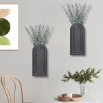 Dnnnii 2 Pack Wooden Wall Vase Set - Black Finish Modern Farmhouse & Boho Wall Decor for Entryway, Hallway, Bathroom, Living Room, Dining Room, Narrow Spaces