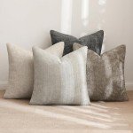 MIULEE Pack of 4 Couch Throw Pillow Covers 18x18 Inch Neutral Soft Decorative Chenille Pillow Covers Farmhouse Boho Cushion Covers for Mid Century Modern Home Decor Sofa Bedroom Living Room