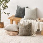 MIULEE Pack of 4 Couch Throw Pillow Covers 18x18 Inch Neutral Soft Decorative Chenille Pillow Covers Farmhouse Boho Cushion Covers for Mid Century Modern Home Decor Sofa Bedroom Living Room