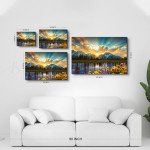 Nature Mountain Wall Art Sunset Picture Wall Decor for Living Room Grand Teton Sunflower Landscape Canvas Prints Painting National Park Poster Sunrise Lake Scenic Artwork Kitchen Decoration 12x16”