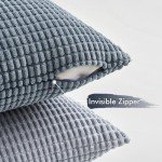 MIULEE Blue Decorative Pillow Covers 18x18 Inch Set of 4 Boho Western Farmhouse Throw Pillows Coastal Corduroy Couch Pillowcases Industrial Home Decor for Sofa Cushion Living Room Bed