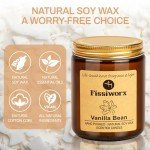 Fissiworx Vanilla Scented Candle Set 2 Pack, Candle for Home Scented, Odor Eliminating, Stress Relief, 15oz, 110 Hours Long Lasting Soy Wax Gift Set for Women