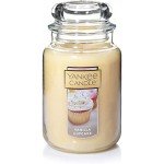 Yankee Candle Vanilla Cupcake Scented Classic 22oz Large Jar Single Wick Candle, Over 110 Hours of Burn Time, Ideal for Creating Relaxing Ambience & Holiday Gifting
