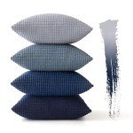 MIULEE Blue Decorative Pillow Covers 18x18 Inch Set of 4 Boho Western Farmhouse Throw Pillows Coastal Corduroy Couch Pillowcases Industrial Home Decor for Sofa Cushion Living Room Bed