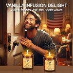 Fissiworx Vanilla Scented Candle Set 2 Pack, Candle for Home Scented, Odor Eliminating, Stress Relief, 15oz, 110 Hours Long Lasting Soy Wax Gift Set for Women