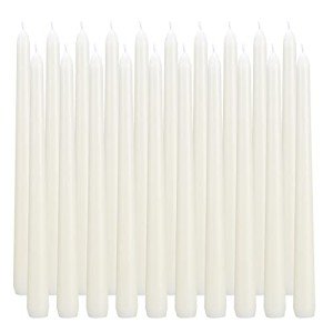 flamecan Ivory Taper Candles, Set of 20 Unscented and Smokeless 10 Inch Taper Candles Long Burning, Paraffin Wax with Cotton Wicks for Burning Approxinately 7-8 Hours Time