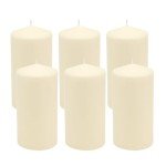 Stonebriar 6 Pack Tall 3 x 6 Inch 65 Hour Long Burning Unscented Ivory Wax Pillar Candles