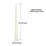 flamecan Ivory Taper Candles, Set of 20 Unscented and Smokeless 10 Inch Taper Candles Long Burning, Paraffin Wax with Cotton Wicks for Burning Approxinately 7-8 Hours Time