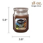 Candle-lite Scented Candles, Mahogany Woods Fragrance, One 18 oz. Single-Wick Aromatherapy Candle with 110 Hours of Burn Time, Brown Color
