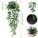 Whonline Fake Hanging Plants, Artificial Small Potted Plants for Indoor Outdoor Aesthetic Office Living Room Shelf Decor (1 Pack)