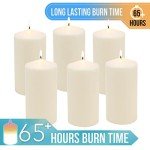 Stonebriar 6 Pack Tall 3 x 6 Inch 65 Hour Long Burning Unscented Ivory Wax Pillar Candles