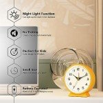 AYRELY® 4.5" Analog Alarm Clock,Small Retro Desk Clock Battery Operated,Slient Metal Table Clock with Light for Living Room Decor,Bedroom,Bedside,Shelf (Orange)