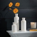 Sullivans White Ceramic Vase Set, Farmhouse Decor, Home Decorative Vase, Vases For Your Kitchen, Bedroom, Office, Living Room, Bathroom, & Shelf Centerpiece Table Decorations (CM2333)