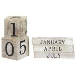 Wooden Perpetual Block Calendar for Desk, Wood Month Date Display Blocks for Teachers, Students, Classroom, Rustic Farmhouse Office Decor, Desk Accessories (5 x 4 In)