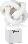 Yalikop 3 Link Wood Knot Decor - Hand Carved Coffee Table Decoration, Boho Chain Link Decor, Modern Shelf, Rustic Objects for Home Living Room Bedroom(White)