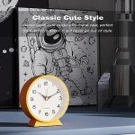 AYRELY® 4.5" Analog Alarm Clock,Small Retro Desk Clock Battery Operated,Slient Metal Table Clock with Light for Living Room Decor,Bedroom,Bedside,Shelf (Orange)