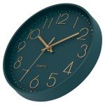 Lumuasky Wall Clock,Battery Operated Modern Analog Silent Non-Ticking Decorative Emerald Clock for School Office Classroom Bedroom Kitchen Living Room Nursery Decor (12 inch)