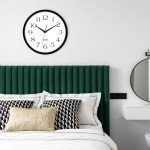 HIPPIH 2 Pack Silent Wall Clock, 10 Inch Non Ticking Quiet Digital Sweep Decorative Battery Operated Wall Clocks for Living Room Bedroom Kitchen School Office Decor, Black
