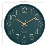 Lumuasky Wall Clock,Battery Operated Modern Analog Silent Non-Ticking Decorative Emerald Clock for School Office Classroom Bedroom Kitchen Living Room Nursery Decor (12 inch)