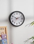 AKCISOT Wall Clock, Modern Small Wall Clocks Battery Operated 8 Inch, Silent Non-Ticking Analog Classic for Office, Home, Bathroom, Kitchen, Bedroom, School(Black)
