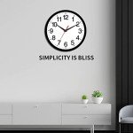 Rohioue Wall Clock Modern 8 Inch Battery Operated Silent Non Ticking Small Analog Clock for Living Room Office Home Bedroom Kitchen Bathroom(Black)