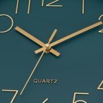 Lumuasky Wall Clock,Battery Operated Modern Analog Silent Non-Ticking Decorative Emerald Clock for School Office Classroom Bedroom Kitchen Living Room Nursery Decor (12 inch)