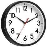 AKCISOT Wall Clock, Modern Small Wall Clocks Battery Operated 8 Inch, Silent Non-Ticking Analog Classic for Office, Home, Bathroom, Kitchen, Bedroom, School(Black)