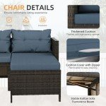 Shintenchi Outdoor Patio Furniture Sets, Wicker Patio sectional Sets 3-Piece, All Weather Wicker Rattan Patio Seating Sofas with Glass Coffee Table and Cushion (Blue)