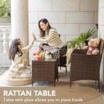 Devoko Patio Porch Furniture Sets 3 Pieces PE Rattan Wicker Chairs with Table Outdoor Garden Furniture Sets (Brown/Beige)