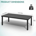 YITAHOME Aluminum Patio Dining Table for 8, 75" Outdoor Dining Table, E-Coated Rectangular Patio Table for Backyard Garden Lawn, Black